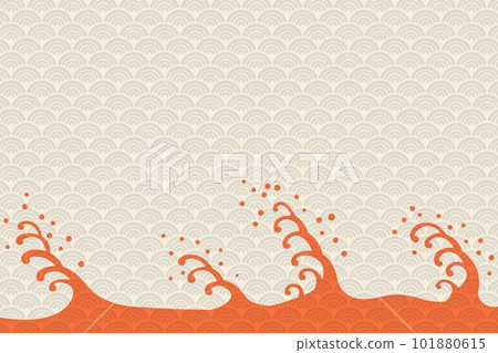 Japanese style traditional pattern background ☆ Wave / Qinghai wave pattern ☆ 101880615