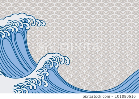 Japanese style traditional pattern background ☆ Wave / Qinghai wave pattern ☆ 101880616