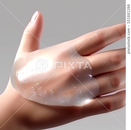 用凝膠狀白色半透明液體乳液塗抹在手背上的皮膚護理圖像 用凝膠狀白色半透明液體乳液塗抹在手背上的皮膚護理圖像 101881266