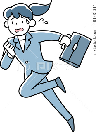 帶著困擾的表情奔跑的女商人 101881314