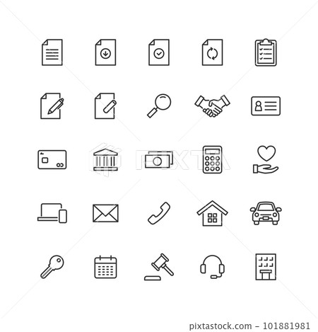Contract-related line drawing icon set 101881981