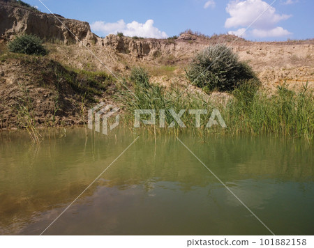 Water Reservoir lies at the convergence of the valleys of the Greenfield Ukraine Water Reservoir lies at the convergence of the valleys of the Greenfield Ukraine 101882158
