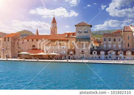 Trogir UNESCO world heritage site panoramic view in Dalmatia, Croatia, tourist destination 101882310
