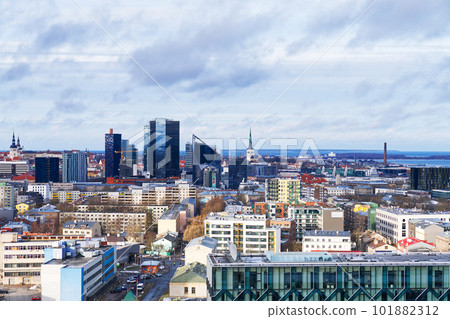 Panoramic view of the city at night. Tallinn, Estonia at night 101882312