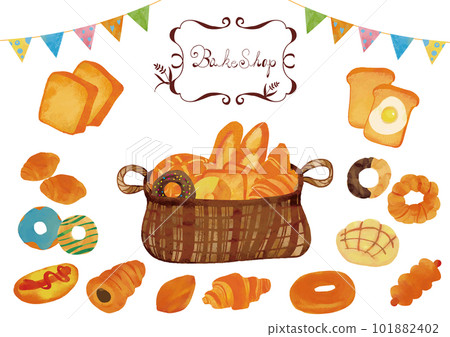 Watercolor touch Various handmade bread set 3 Watercolor touch Various handmade bread set 3 101882402