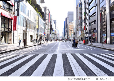 午後陽光下的銀座街道 101882528