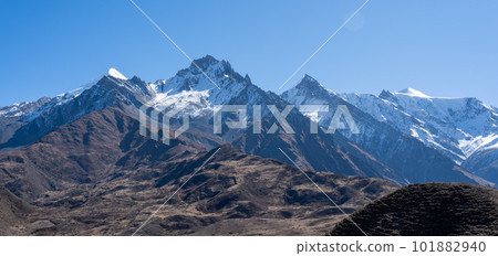 Snow Covered Mountains above the Desert Panorama Snow Covered Mountains above the Desert Panorama 101882940
