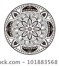 A mandala that looks like overlapping petals, black and white 101883568