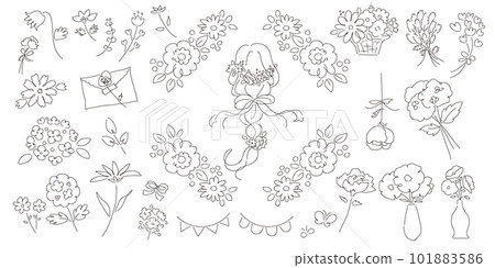 Hand drawn style botanical illustration set 101883586
