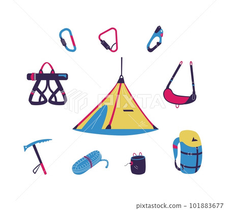 Set of climber equipment flat style, vector illustration Set of climber equipment flat style, vector illustration 101883677