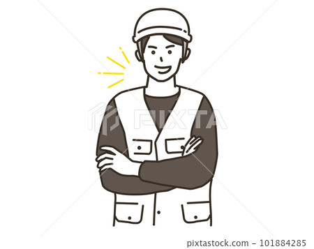 一個交叉雙臂的男工 101884285