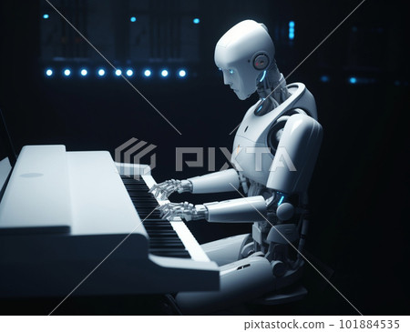 彈鋼琴的AI計算機android機器人 101884535