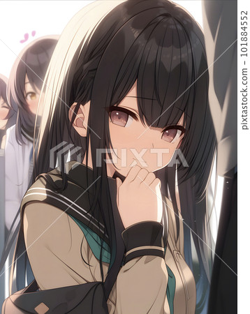 一名女高中生在人群中看著這個“AI 生成的圖像” 101884552