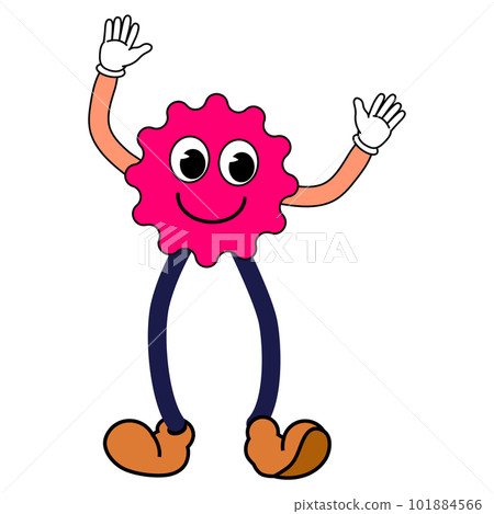 Cartoon Groovy funny cartoon smile character, vintage. Funky comic bright emoticon star sticker 101884566