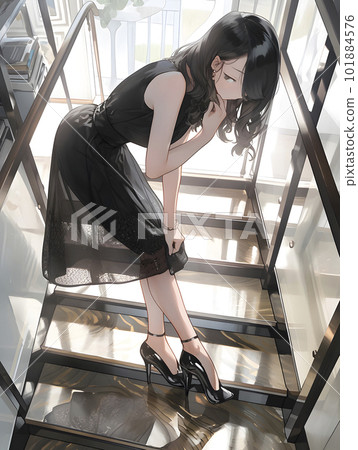 A woman who takes a sexy pose on the stairs "AI generated image" A woman who takes a sexy pose on the stairs "AI generated image" 101884576