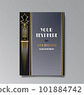 Art Deco luxury template golden black A4 page, menu, card, invitation 101884742