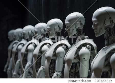 並排排列的 AI 安卓機器人 101884876
