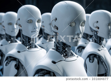 並排排列的 AI 安卓機器人 101884877