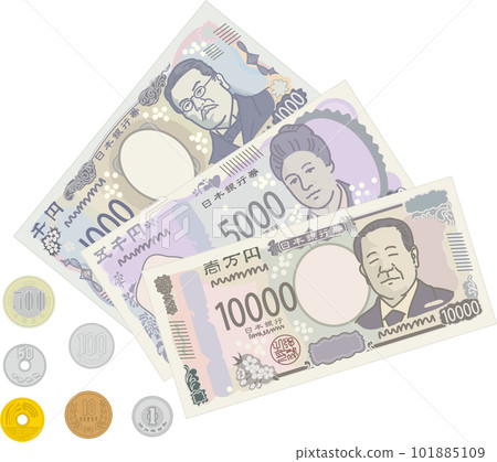 日本貨幣_2024年發行的新紙幣和硬幣 日本貨幣_2024年發行的新紙幣和硬幣 101885109