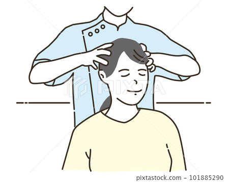 做頭部按摩的脊醫和女病人 101885290