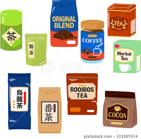 市售茶葉和咖啡豆插圖集 101885914