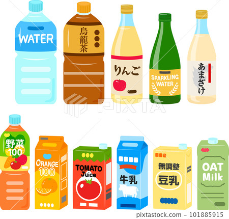 Illustration set of large-capacity beverages Illustration set of large-capacity beverages 101885915