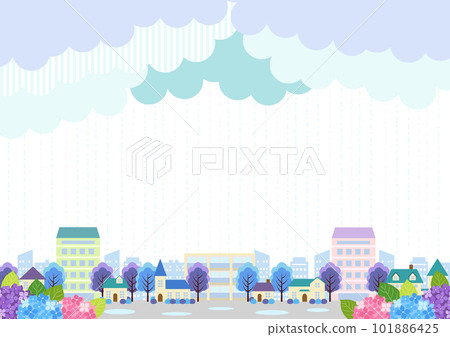 雨季城市郊區城市景觀背景水平 雨季城市郊區城市景觀背景水平 101886425