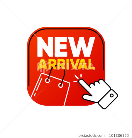 New Arrival button for site. Modern Red label on white background. New collection. Button for your online shop. New Arrival product concept. Vector illustration. 101886533