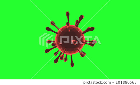 COVID-19 Coronavirus Cell Low Poly Red Isolated. Green Screen. 101886565