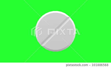 Top view of white pills isolated. Green Screen. 101886568
