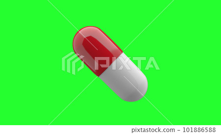 White-Red pills isolated. Green Screen. White-Red pills isolated. Green Screen. 101886588