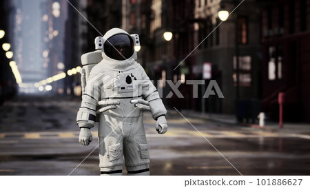 lonely astronaut in deserted city 101886627