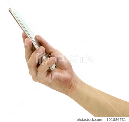 hand holding mobile smart phone  isolated 101886781
