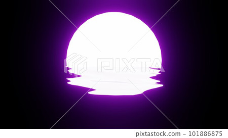 Purple Moon reflection in water or the ocean on black background. 101886875
