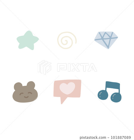 Cute and relaxed decoration illustration set, color 101887089