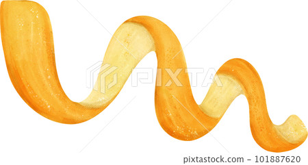 Watercolour spiral skin peeling of orange fruit hand painted illustration 101887620