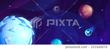 Cartoon space universe background with planet Cartoon space universe background with planet 101888078