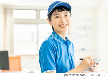 Female driver working by courier Female driver working by courier 101888112