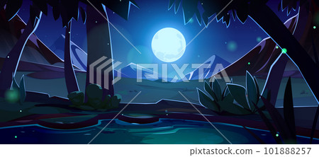 Summer mountain with lake nature night landscape Summer mountain with lake nature night landscape 101888257