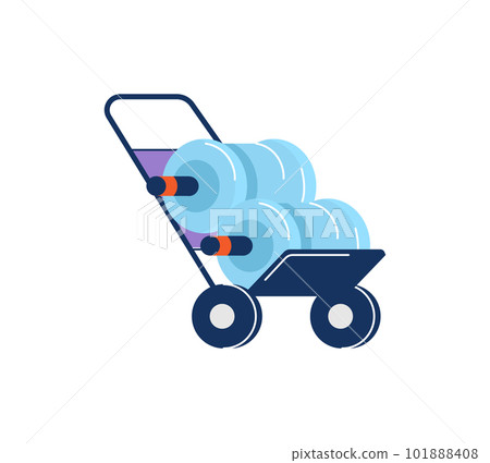Two water gallons on cart, water delivery concept - flat vector illustration isolated on white background. 101888408