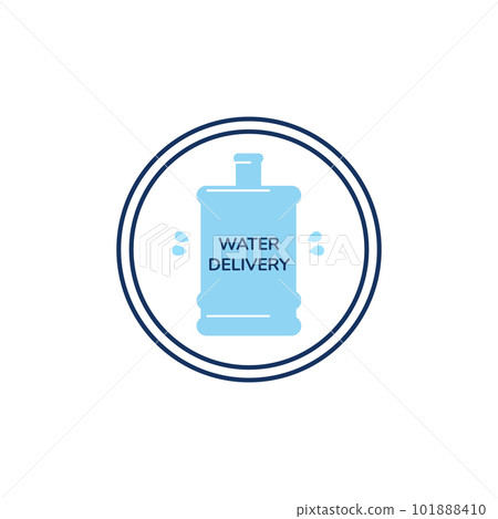 Water delivery icon, flat vector illustration isolated on white background. Water delivery icon, flat vector illustration isolated on white background. 101888410