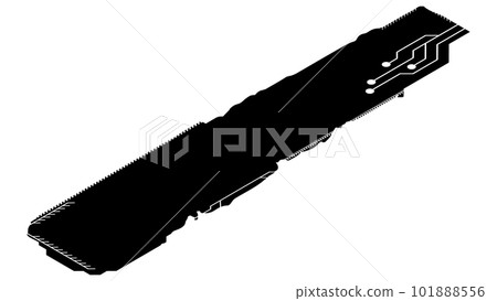 Isometric rectangular design element silhouette in tech style isolated on white. Long tech plate with copy space. Vector clipart. 101888556