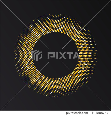 Gold Halftone round frame. Golden luxury Halftone circle logo. Gold Halftone round frame. Golden luxury Halftone circle logo. 101888737