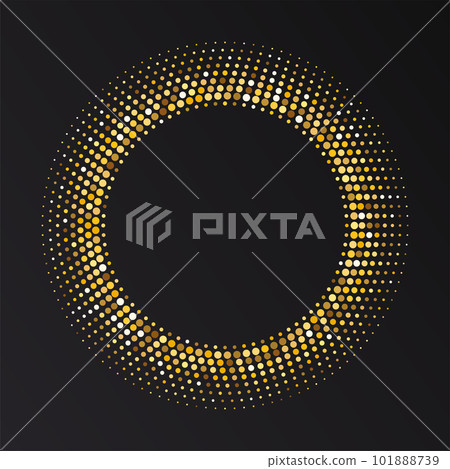 Gold Halftone round frame. Golden luxury Halftone circle logo. Gold Halftone round frame. Golden luxury Halftone circle logo. 101888739