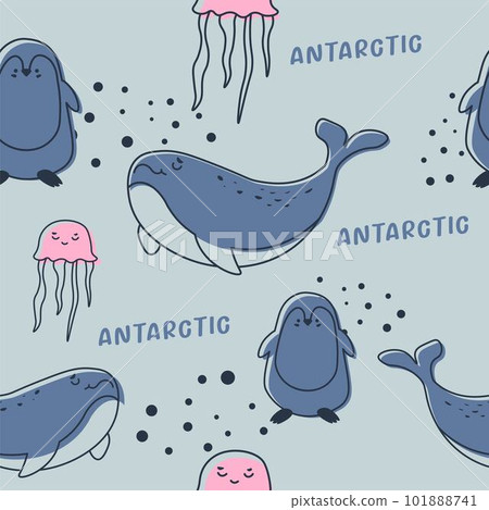 Antarctic animals, sea creature seamless pattern Antarctic animals, sea creature seamless pattern 101888741