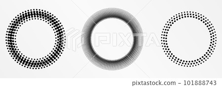 Halftone round frame. Halftone circle logo. Dots emblem. Halftone round frame. Halftone circle logo. Dots emblem. 101888743