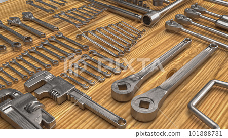Tool equipment for garage concept 3d rendering Tool equipment for garage concept 3d rendering 101888781