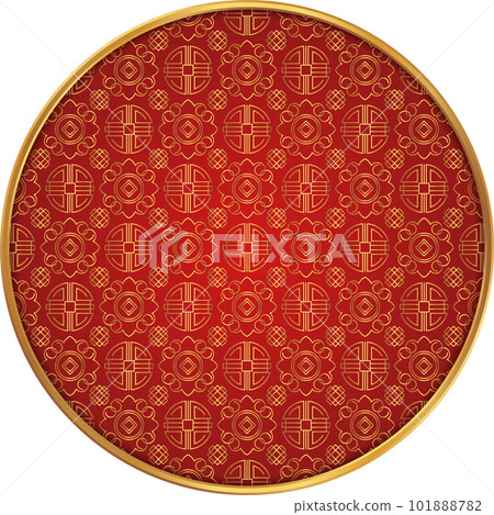 Chinese round frame. Chinese pattern circle. Luxury red golden line ornament. Chinese round frame. Chinese pattern circle. Luxury red golden line ornament. 101888782