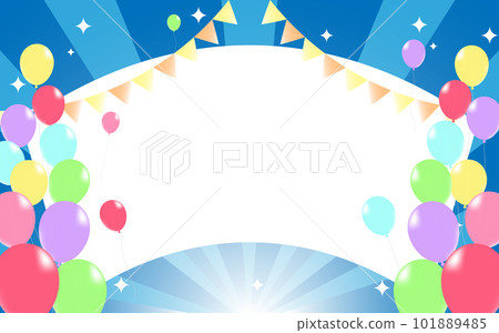 Sunburst and fan-shaped frame Garland glitter balloon rainbow color 101889485