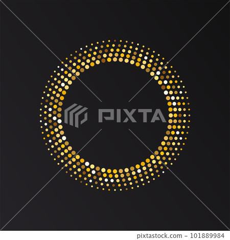 Gold Halftone round frame. Golden luxury Halftone circle logo. Gold Halftone round frame. Golden luxury Halftone circle logo. 101889984